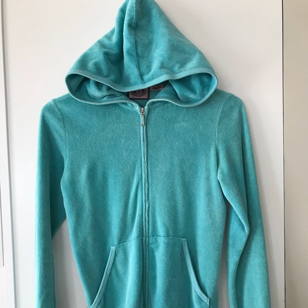 Juicy Courture teal terrycloth zip hoodie Small